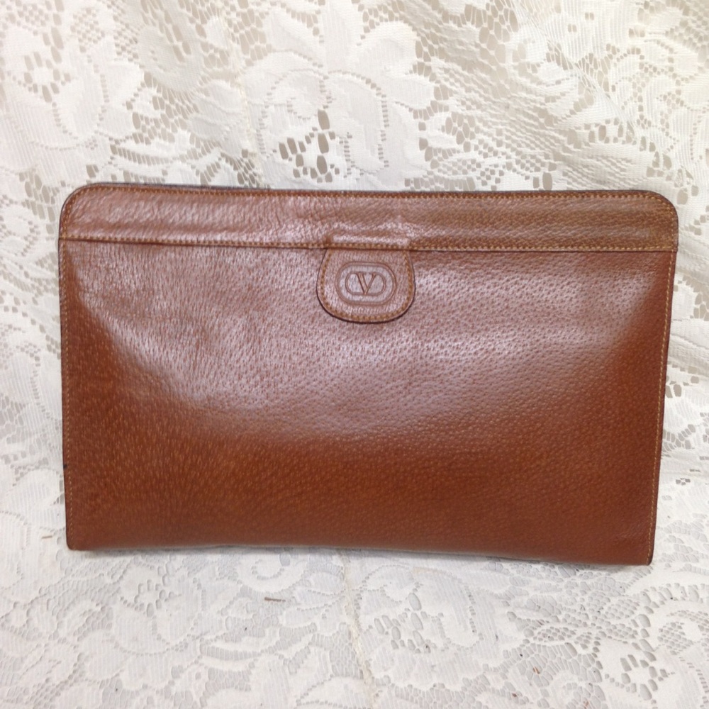 Valentino Garavani Tan Leather Mens Clutch